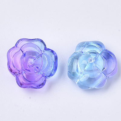 Two Tone Transparent Spray Painted Glass Beads GLAA-T013-01-C02-1