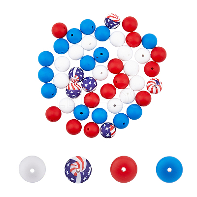 Independence Day Food Grade Eco-Friendly Silicone Beads SIL-HY0001-09-1