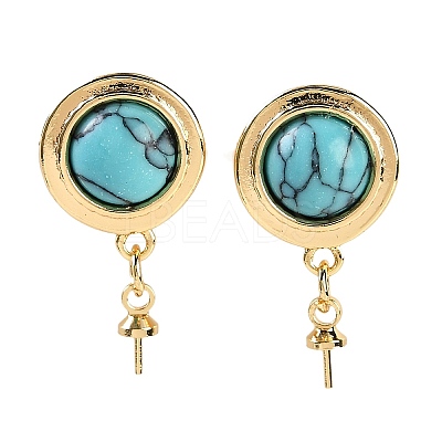 Synthetic Turquoise Stud Earring Findings KK-P283-04G-1