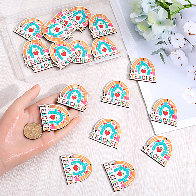 2 Bags Single Face Printed Wood Pendants WOOD-SC0001-57-1