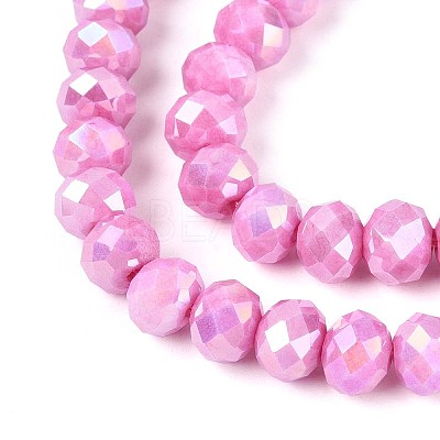Anti-Tarnish Electroplate Rondelle Glass Beads Strands EGLA-T021-8mm-17-08-1
