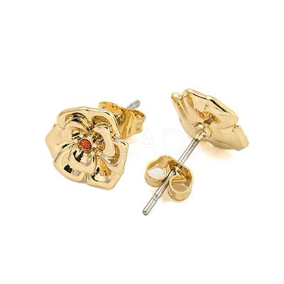 Brass Micro Pave Cubic Zirconia Ear Studs EJEW-P283-01G-01-1