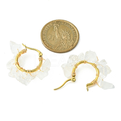 Natural Quartz Crystal Chips Braided Hoop Earrings EJEW-JE04940-06-1