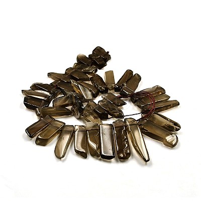 Irregular Strip Natural Smoky Quartz Graduated Beads Strands G-P064-03-1