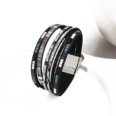 Bohemia PU Leather Cord Multi-strand Bracelets PW-WG69AB3-02-1