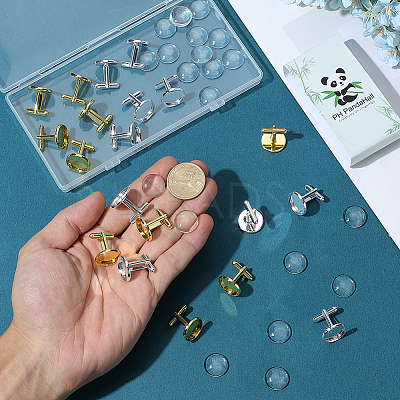 20Pcs Brass Cufflinks Cabochon Settings KK-PH0014-31-1