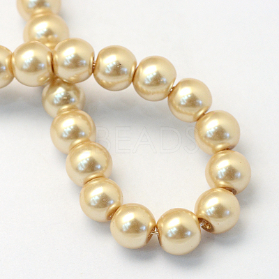 Baking Paint Pearlized Glass Pearl Round Bead Strands X-HY-Q003-4mm-42-1
