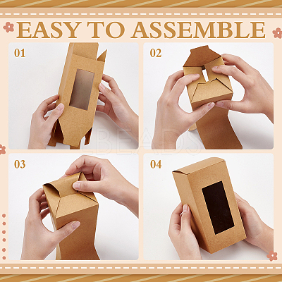 Kraft Paper Candy Boxes with PVC Clear Window CON-WH0097-07A-02B-1
