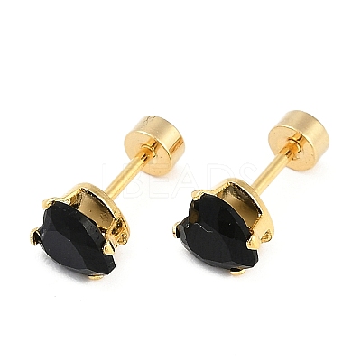 Heart Glass Ear Fake Plugs EJEW-H105-25G-E-1
