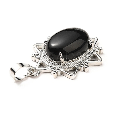 Natural Obsidian Pendants G-B033-03P-19-1