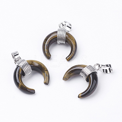 Natural Tiger Eye Pendants G-E425-11P-1