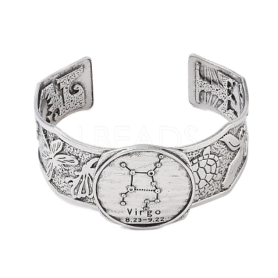 Constellation Alloy Open Cuff Bangles for Women Men LS-BJEW-C064-01AS-09-1