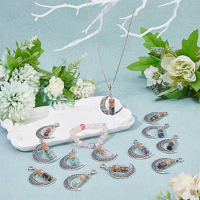 2 Sets Alloy Moon European Dangle Charms PALLOY-FI0001-03-1