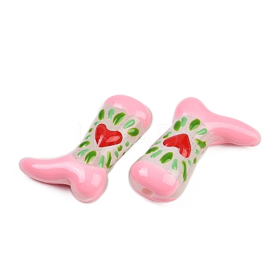 Boot Baking Paint Glass Enamel  Beads LAMP-C020-02D-1