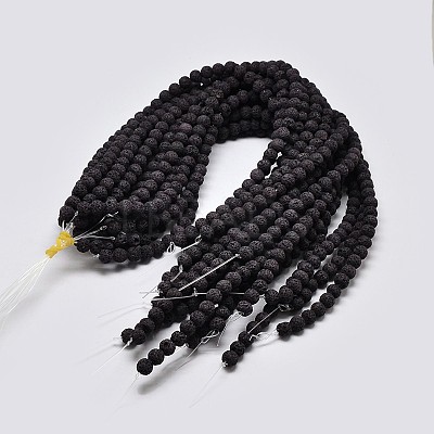 Natural Lava Rock Round Bead Strands G-I124-10mm-10-1