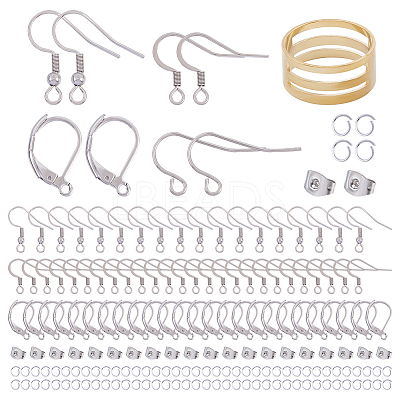110Pcs 4 Style 304 Stainless Steel Earring Hooks & Leverback Earring Findings DIY-SC0024-14-1