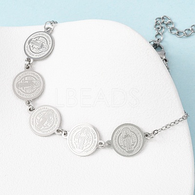 Religion 304 Stainless Steel Link Bracelets for Women BJEW-F524-03P-1
