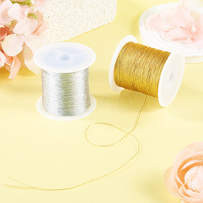 2 Rolls 2 Colors 3-Ply Round PET Metallic Thread MCOR-TA0001-03A-1