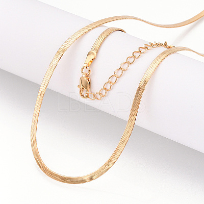 Brass Flat Snake Chain Necklaces for Women Men NJEW-N054-04G-1