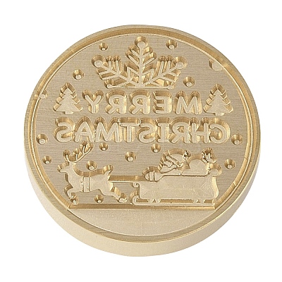 Merry Christmas Series Wax Seal Brass Stamp Head AJEW-M037-01G-01-1