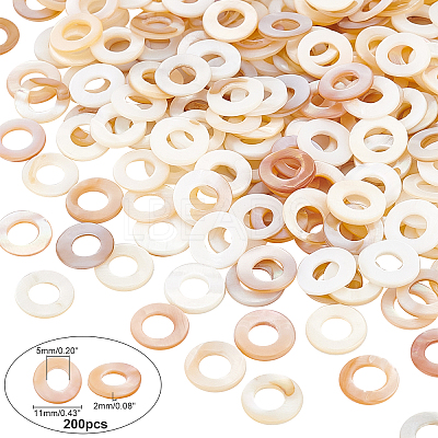 200pcs Natural Freshwater Shell Linking Rings SHEL-PH0001-22-1