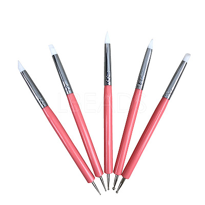 Silicone Double Head Nail Art Dotting Tools AJEW-L072-54B-1