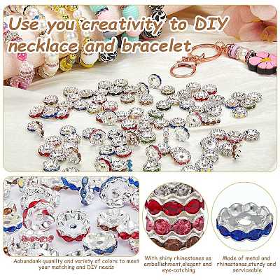 120Pcs Brass Rhinestone Spacer Beads RB-SZ0001-07A-1
