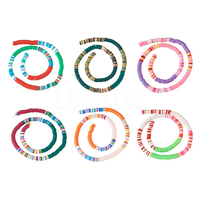 6 Strands 6 Colors Handmade Polymer Clay Bead Strands CLAY-TA0001-39-1