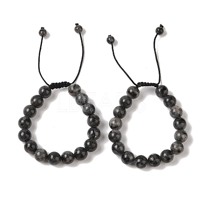 10mm Round Natural Larvikite Braided Bead Bracelets BJEW-C067-01C-07-1