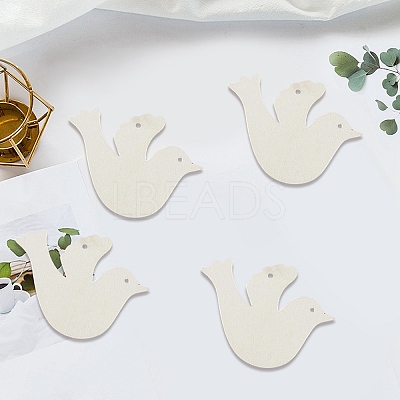 20Pcs Unfinished Wood Pendant Decoration BIRD-CP0001-02-1