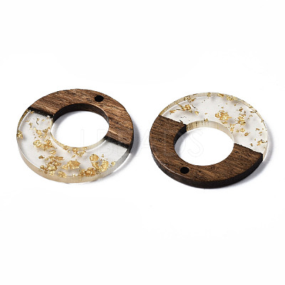 Transparent Resin & Walnut Wood Pendants RESI-S389-036A-B05-1