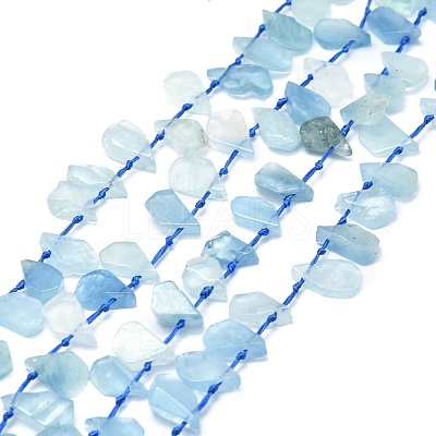 Raw Rough Natural Aquamarine Beads Strands G-E576-19-1