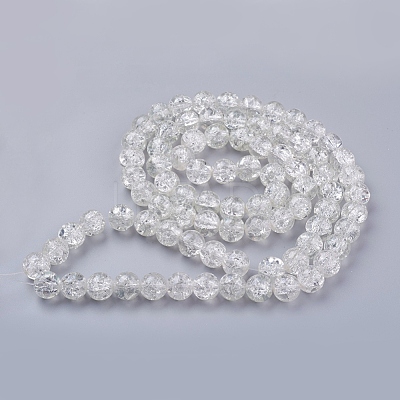 Spray Painted Crackle Glass Beads Strands CCG-Q001-10mm-01-1