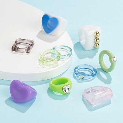 18Pcs Acrylic Finger Rings RJEW-LS0001-01-1