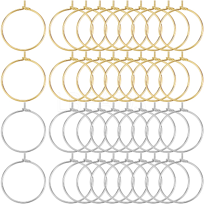 200Pcs 2 Colors Brass Wine Glass Charm Rings KK-SP0001-32A-1