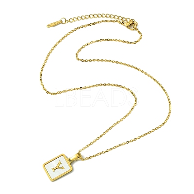 Ion Plating(IP) Rectangle with Initial Letter 304 Stainless Steel Pendant Necklace NJEW-R265-04G-Y-1