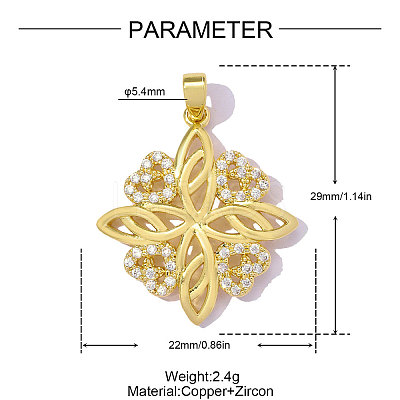 Brass Micro Pave Clear Cubic Zirconia Pendants CU-OY001-64G-1