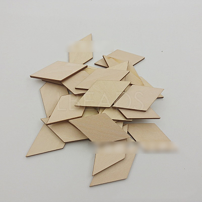 Unfinished Wood Rhombus Shape Discs Slices LS-WOCR-PW0001-005B-1