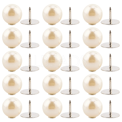 20Pcs ABS Plastic Pearl No Sewing Buttons BUTT-CY0001-22B-1