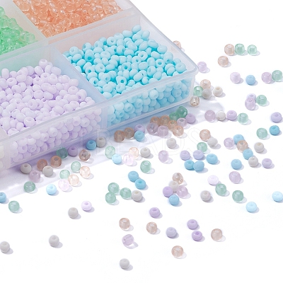 1800Pcs 6 Colors 8/0 Transparent & Opaque Glass Seed Beads SEED-YW0001-31-1