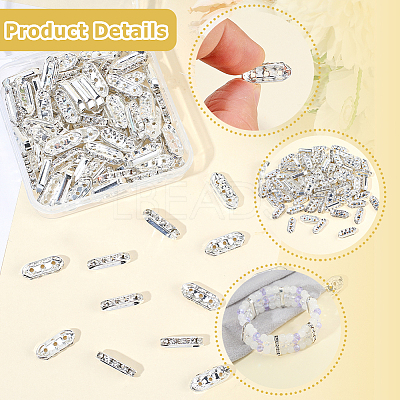 100Pcs Alloy Crystal Rhinestone Spacer Bars FIND-SC0021-30-1