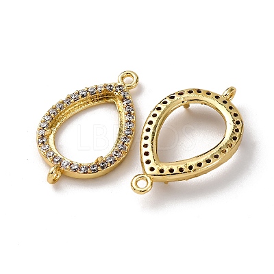 Teardrop Brass Micro Pave Clear Cubic Zirconia Connector Cabochon Settings KK-NH0007-01G-1