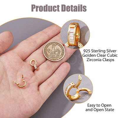 2Pcs 925 Sterling Silver Pave Clear Cubic Zirconia Twister Clasps STER-HS0001-22A-G-1