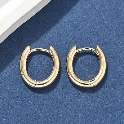 Oval Brass Hoop Earrings EJEW-D320-09G-1