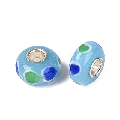 Handmade Lampwork & Brass Core European Beads LAMP-N044-04S-02-1