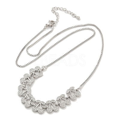 Brass Micro Pave Clear Cubic Zirconia Fruit Bib Necklaces NJEW-F342-01B-P-1