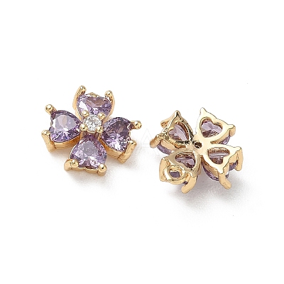Valentine's Day Brass Micro Pave Cubic Zirconia Charms KK-P355-10G-1