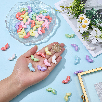 50Pcs UV Plating Opaque Acrylic Beads OACR-PA0001-88-1