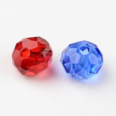 Faceted Rondelle Transparent Glass Beads GLAA-R152-6mm-M1-1