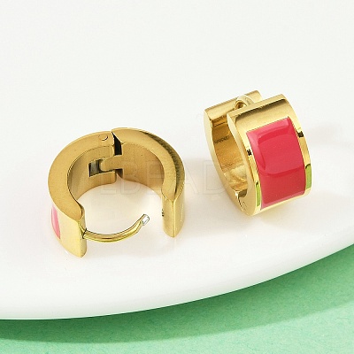 304 Stainless Steel Enamel Hoop Earrings EJEW-K268-20G-01-1